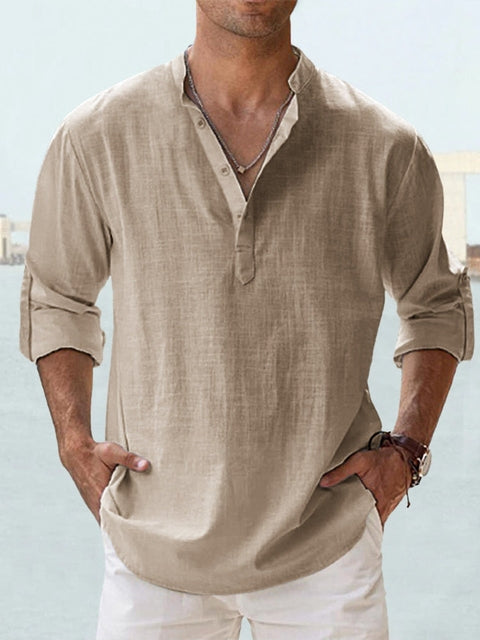 Casual men's summer shirt with a relaxed fit, short sleeves, and breathable fabric for daily wear.