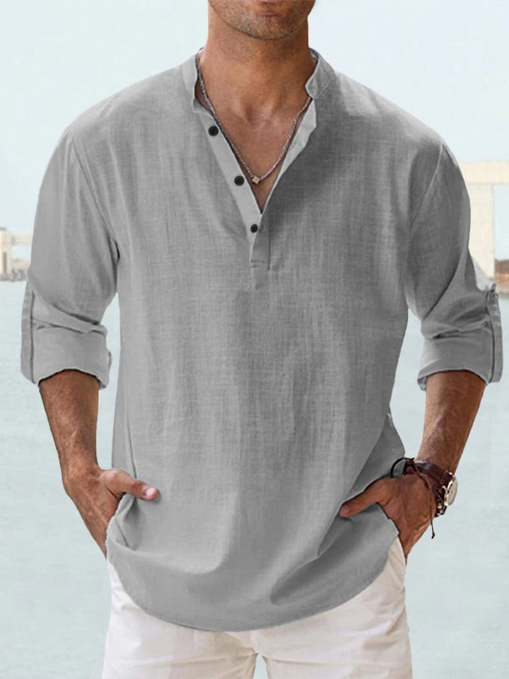 Breathable men's casual shirt, short-sleeve, button-down, designed for comfort in warm weather.
