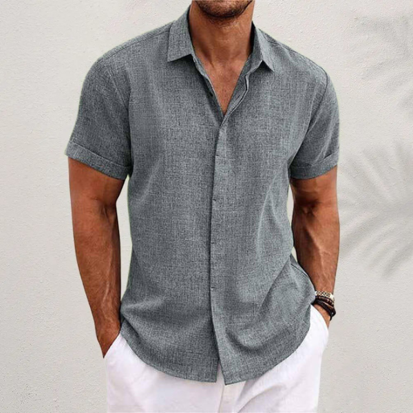 Versatile men's short sleeve button shirt in relaxed fit, offering effortless style for casual summer and everyday fashion.