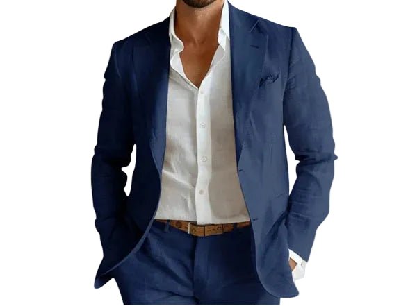 Lightweight men's summer blazer in a relaxed, open chest fit for casual and smart casual wear. Comfortable men's jacket.