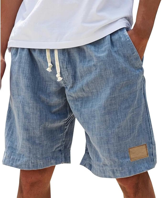 Men's relaxed fit summer shorts from the side, showcasing casual comfort for beach & everyday wear.