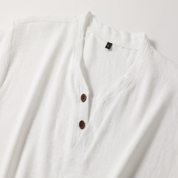 Basic men's relaxed fit V-neck t-shirt. Soft, short sleeve top for summer comfort & casual wear.
