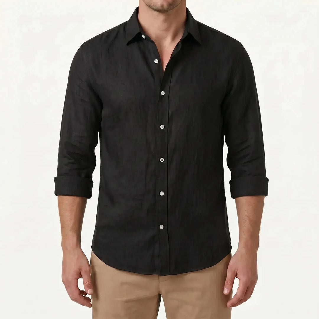 Men's versatile long-sleeve button-up shirt, relaxed fit for casual summer and everyday style.