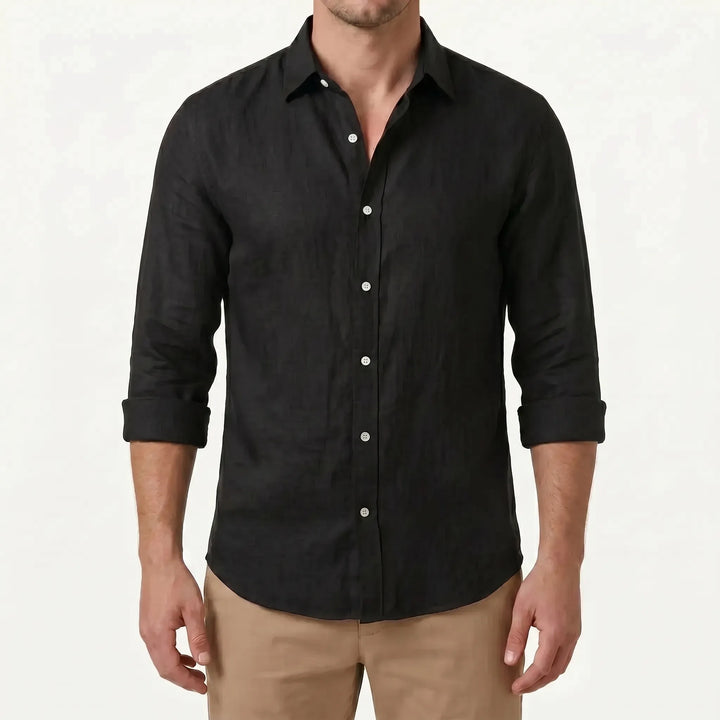 Men's versatile long-sleeve button-up shirt, relaxed fit for casual summer and everyday style.