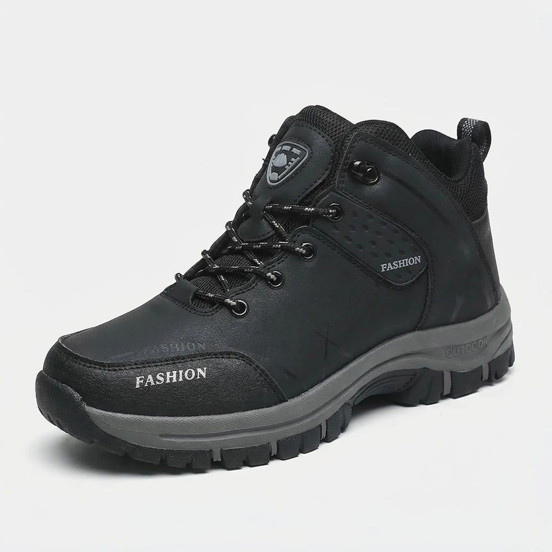 Men's ankle hiking boots, retro style, offering traction & comfort for trail walking and rugged outdoor use.