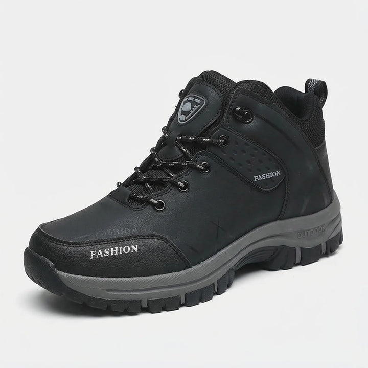 Men's ankle hiking boots, retro style, offering traction & comfort for trail walking and rugged outdoor use.