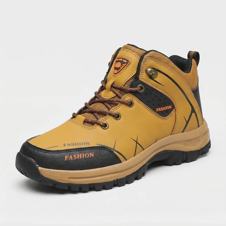 All-terrain men's ankle hiking boots with retro style, water repellent for comfortable trail walking & work.