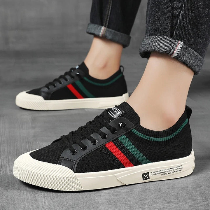 Versatile men's retro stripe trainers, perfect for smart casual or everyday fashion. Lightweight & comfortable.