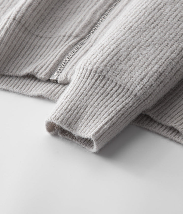 Men's comfortable zip-up sweater. Funnel neck ribbed design, an essential versatile layer.