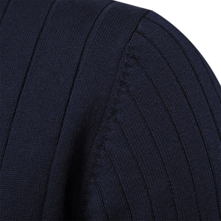 Stylish men's long-sleeve half-zip mock neck sweater, ideal for winter fashion, layering & casual wear.
