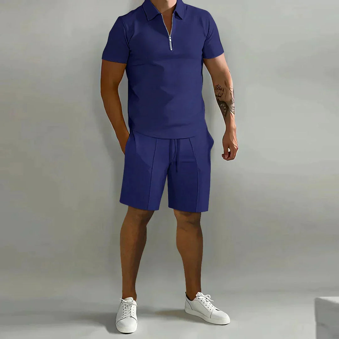 Men's drawstring shorts, part of a 2-piece summer set, offering comfort & casual style.