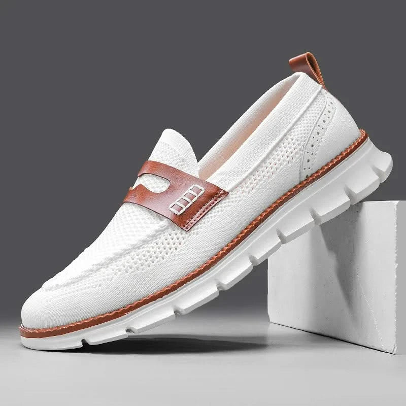 Men's Ridge loafers worn with casual attire, demonstrating comfortable modern style for daily activities.