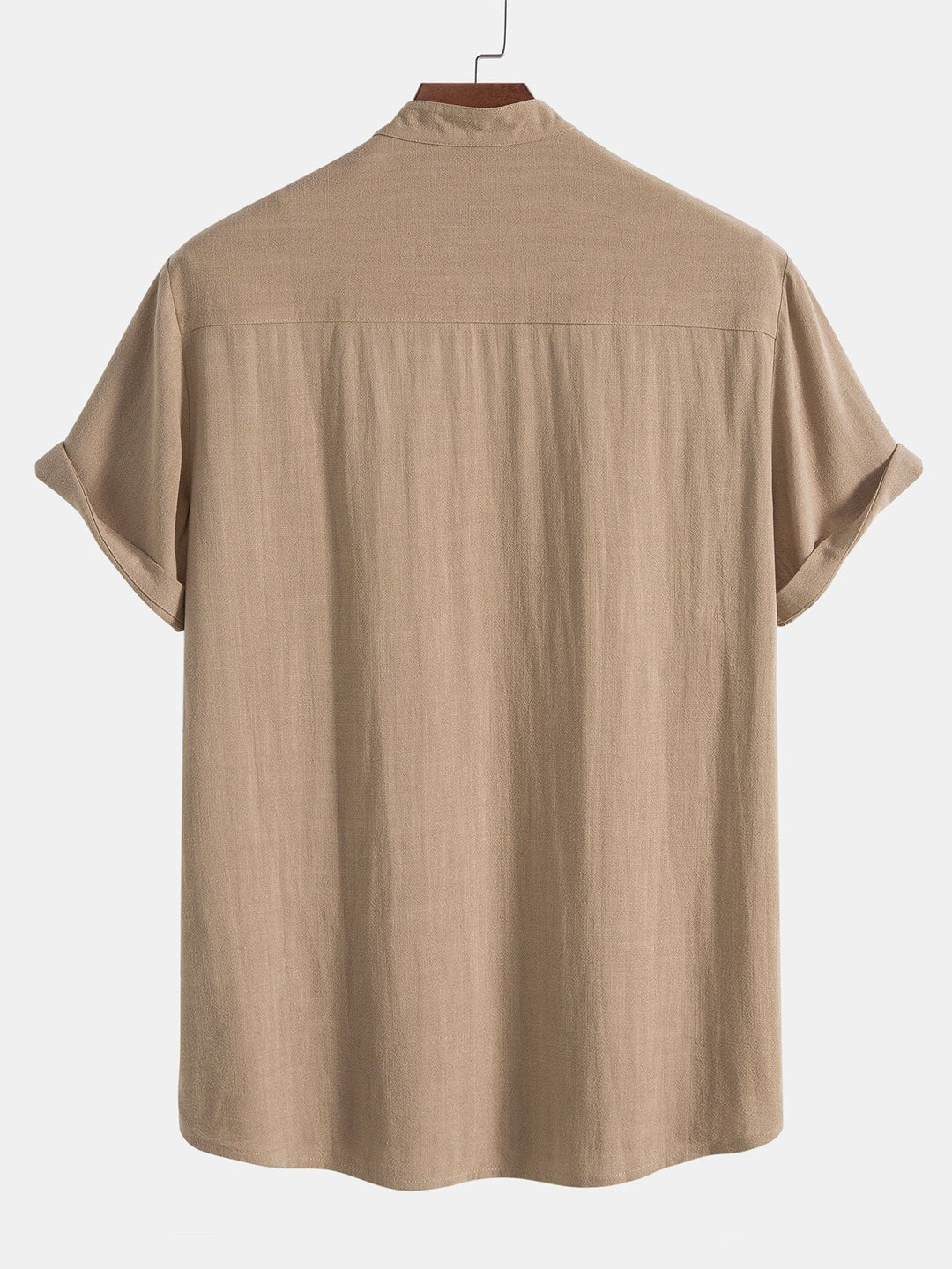 Men's casual summer outfit set: rolled cuffs shirt & comfy pants for beach or resort wear.
