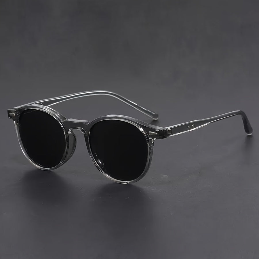 Men's round tortoiseshell sunglasses, lightweight, vintage-inspired for a stylish retro look.