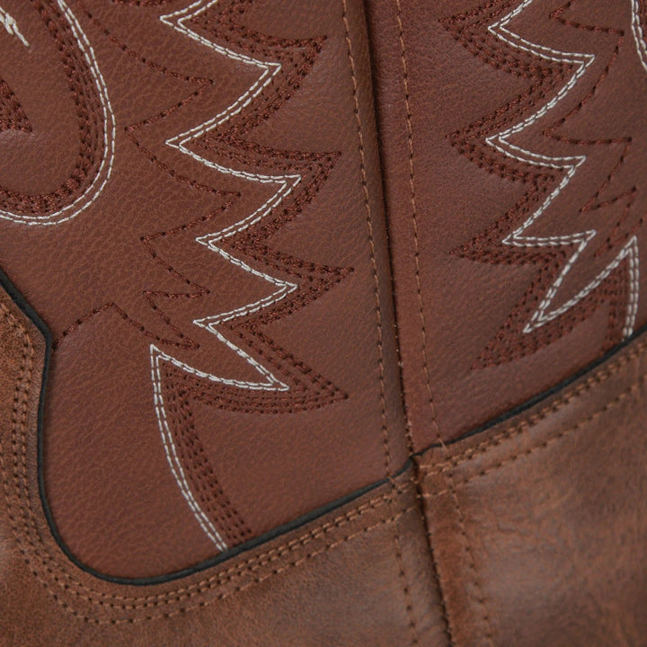 Men's 'Rugged Charm' western square toe boots, durable mid-calf design for cowboy style and everyday use.