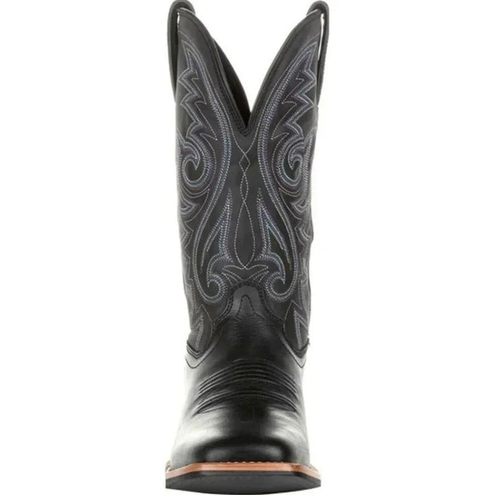Men's charming western style square toe boots, offering rugged appeal and durable comfort.