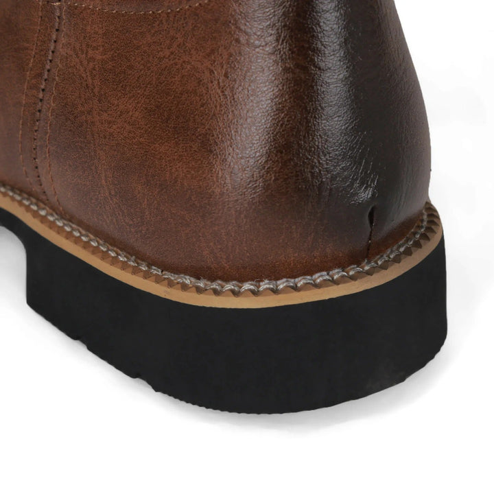 Men's durable square toe western boots, mid-calf height, perfect as rugged slip-on cowboy footwear.