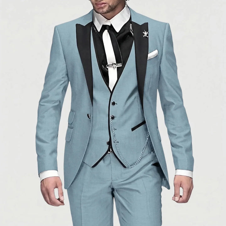Premium men's slim-fit 3-piece burgundy suit for distinguished style & formal events.