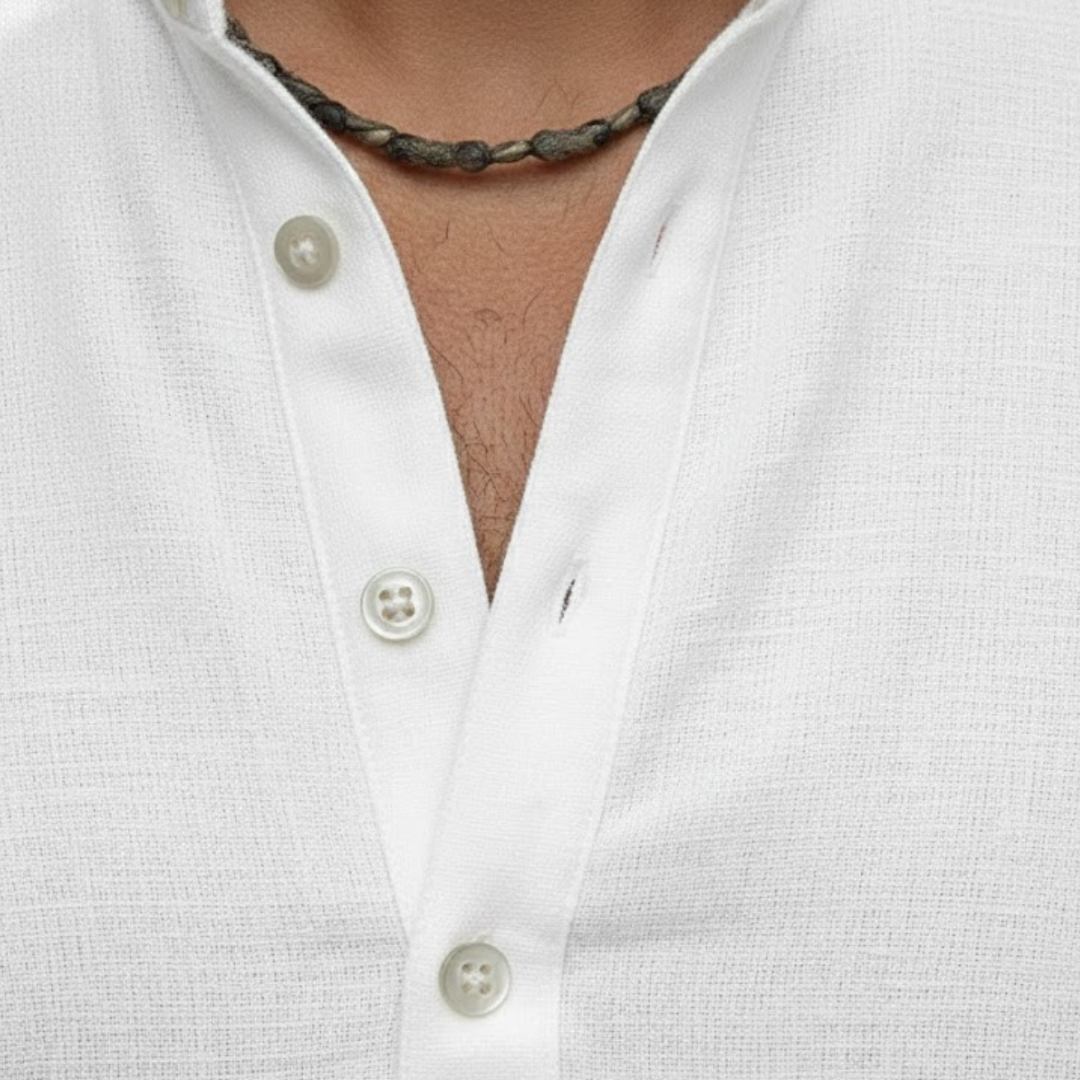 Men's short sleeve Henley, a versatile everyday shirt for summer comfort, casual outings, and men's fashion.