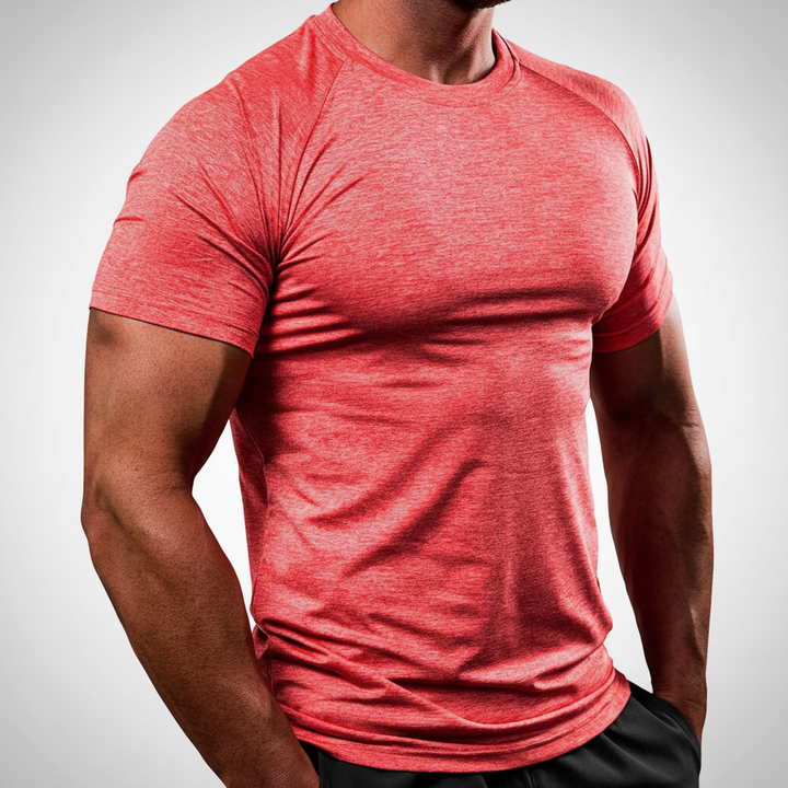 Premium men's short-sleeve workout tee, quick-dry polyester for ultimate active comfort.