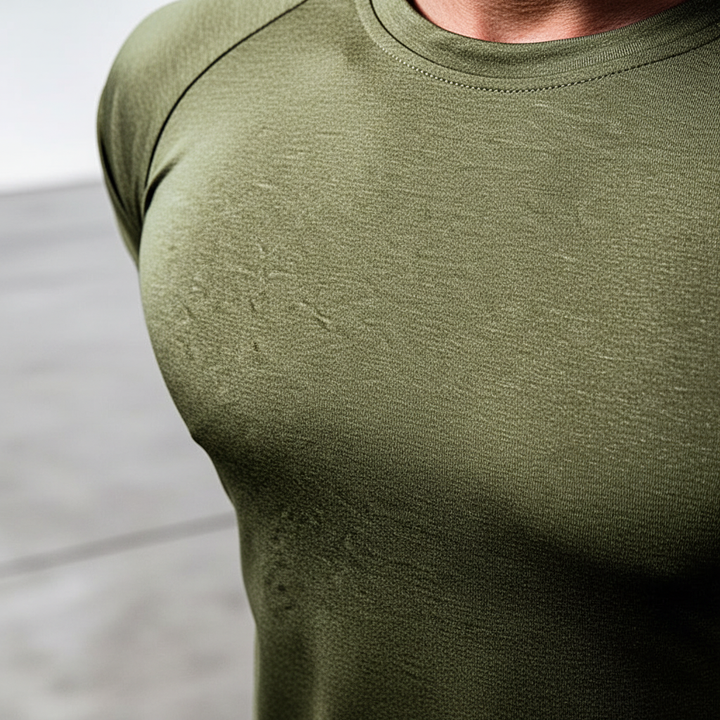 Lightweight short-sleeve gym top for men, designed for comfort & performance during workouts.
