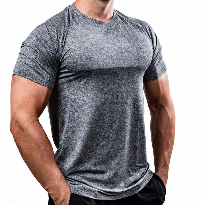 Men's gym training shirt, short-sleeve, designed for maximum movement and performance.