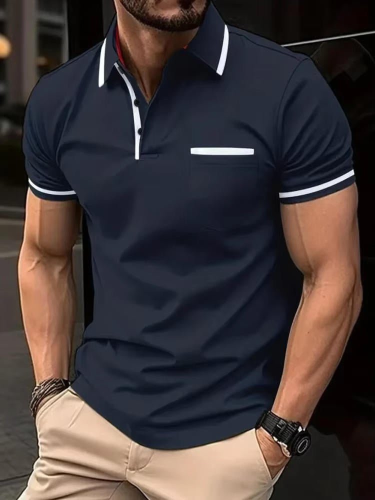 Everyday men's fashion: Short sleeve polo shirt with chest pocket. Comfortable, classic fit, and summer-ready.
