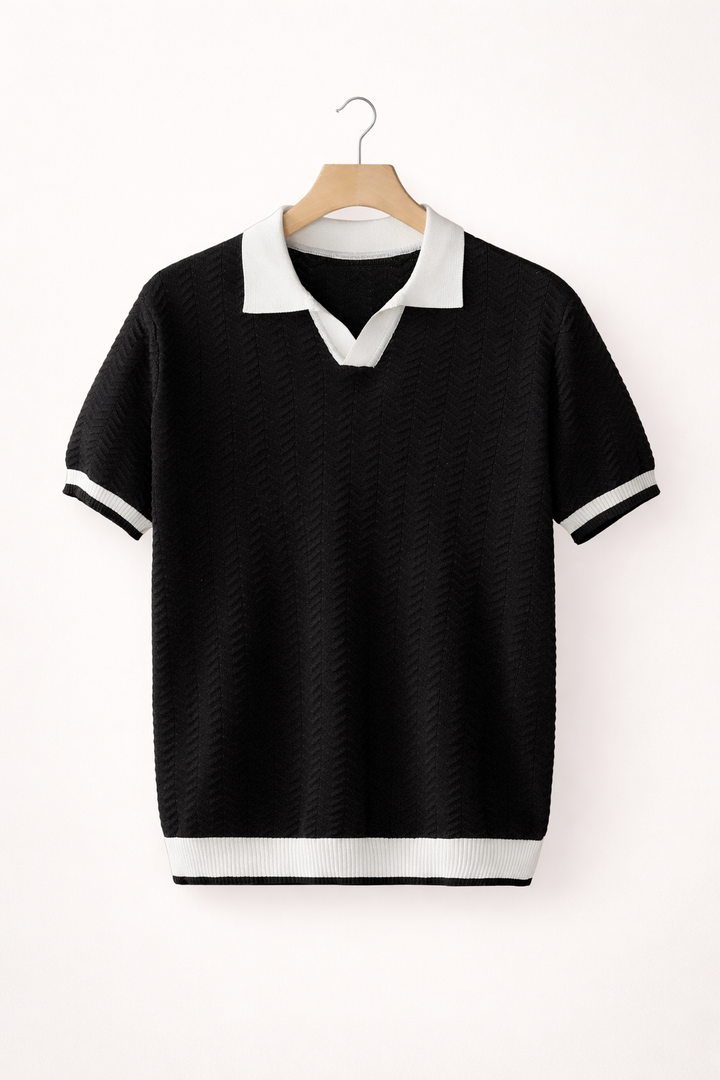 Stylish men's short sleeve polo shirt, versatile collared top for smart casual fashion & everyday comfort.