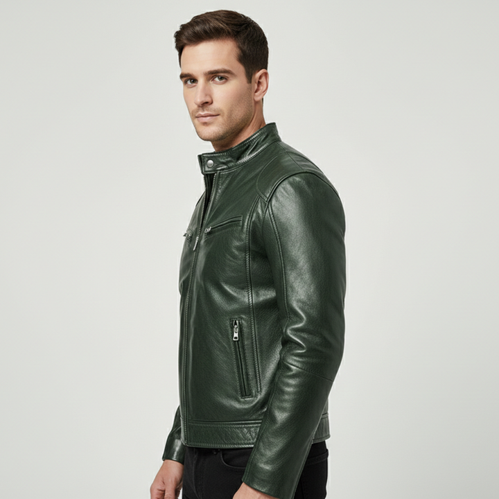 Men's sleek urban jacket, showcasing its all-season design. Ideal for fall, winter, and versatile casual wear.