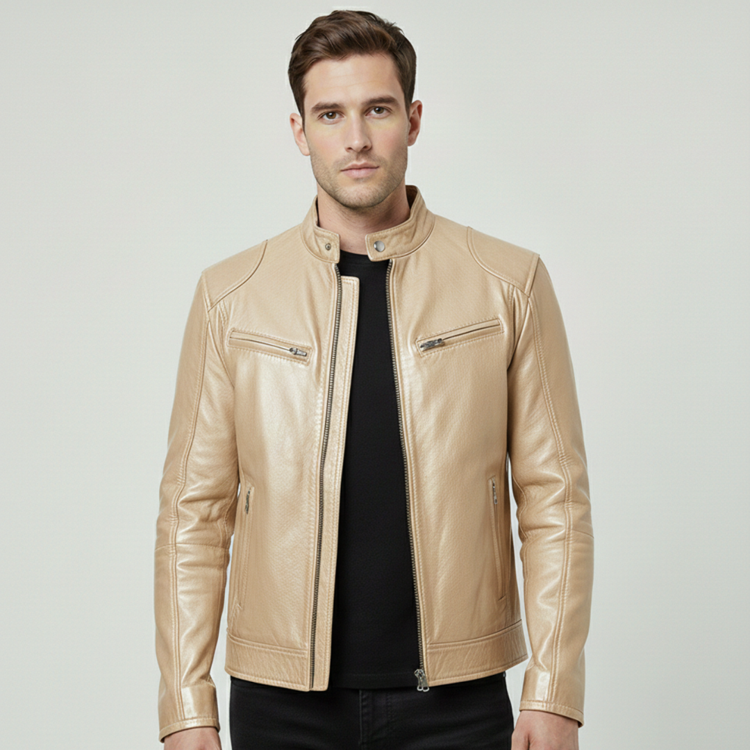 Stylish man in the sleek urban jacket, dressed smart-casual. A versatile comfort jacket for daily wear.