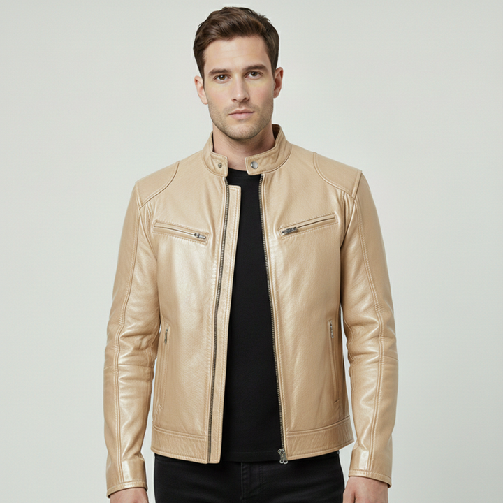 Stylish man in the sleek urban jacket, dressed smart-casual. A versatile comfort jacket for daily wear.