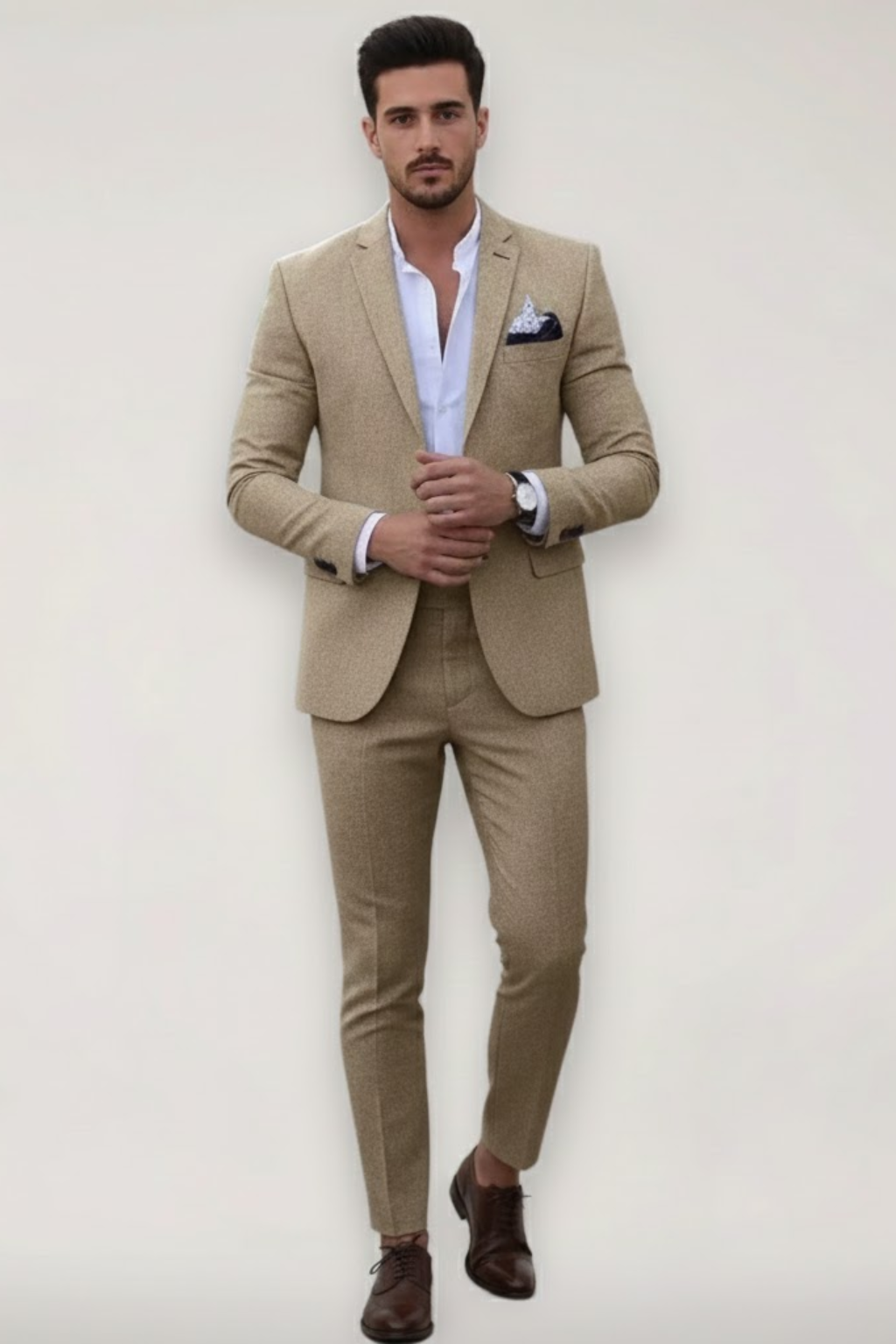 Men's slim fit 2-piece suit for weddings and formal events. Stylish blazer & trousers for a sophisticated look.