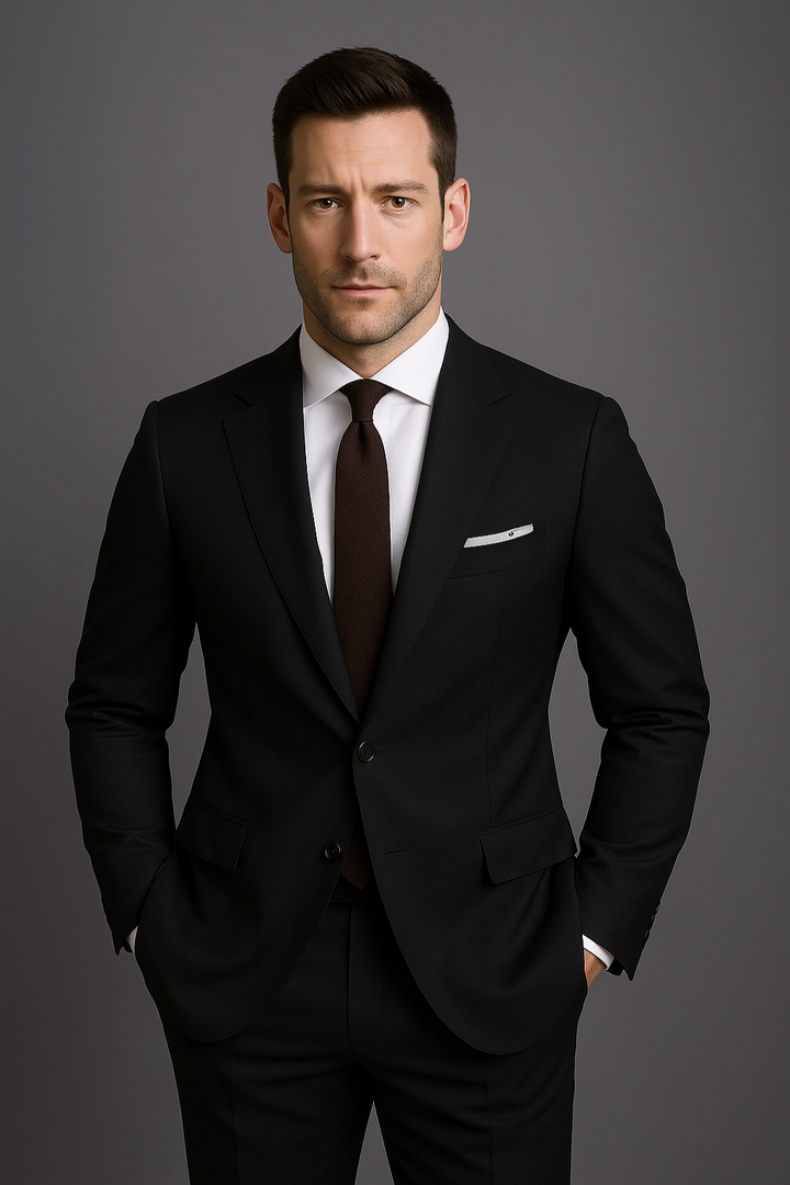 Sophisticated men's gray slim fit suit. Ideal modern formal wear for business, work, or special events. Tailored.