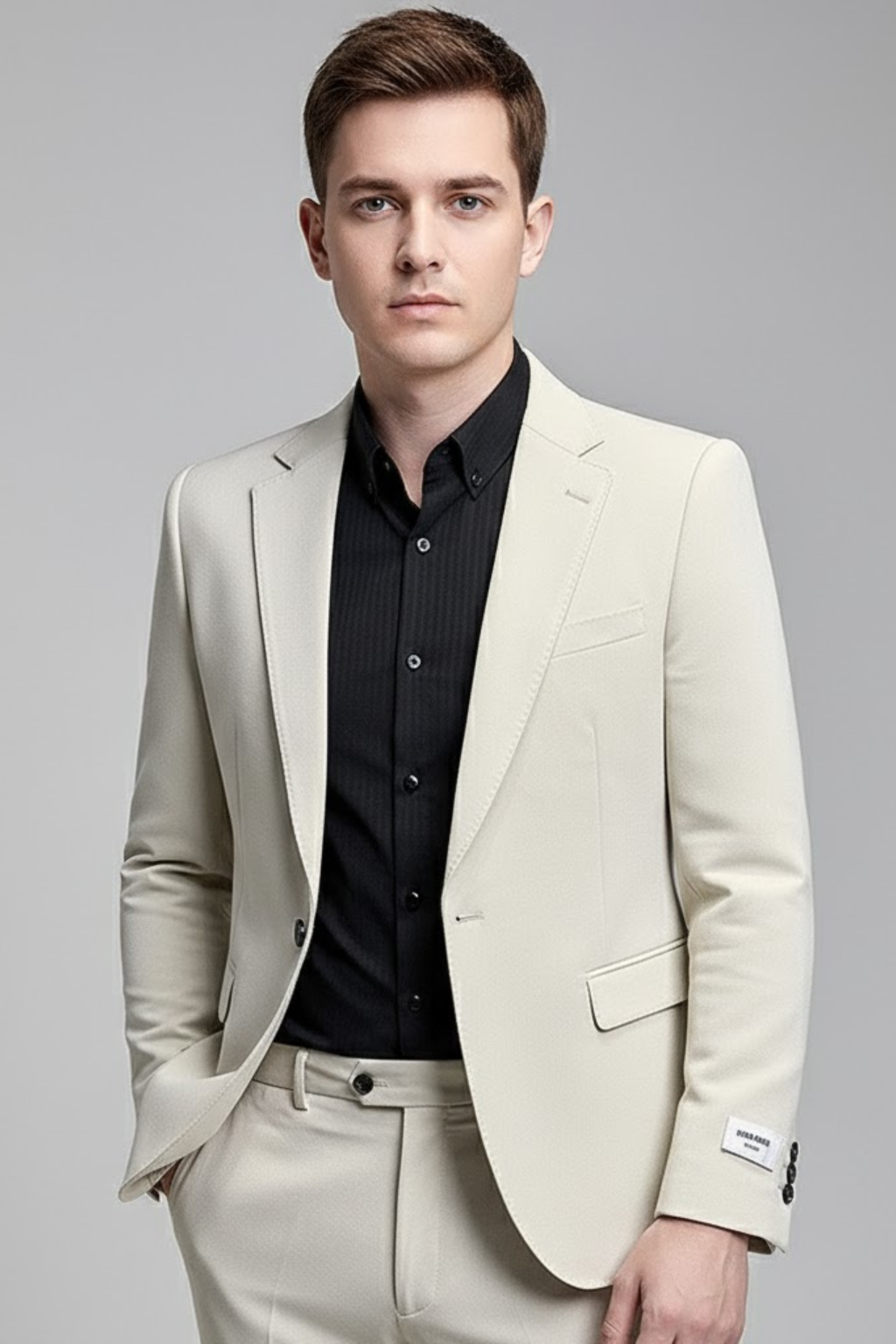 Men's slim fit business suit for formal & casual events. Modern Korean style two-piece suit, men's fashion.