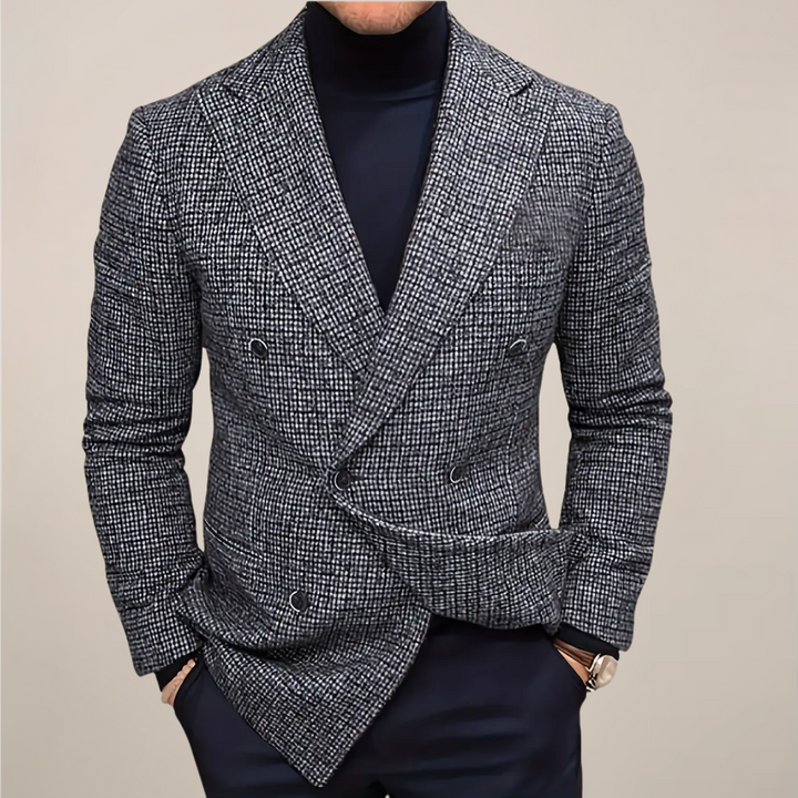 Men's slim fit check blazer, ideal for smart casual or business wear. Tailored jacket with an elegant pattern.