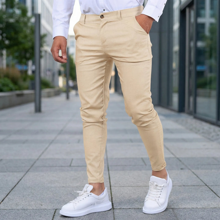 Men's slim-fit chino pants, versatile for everyday style & comfort.