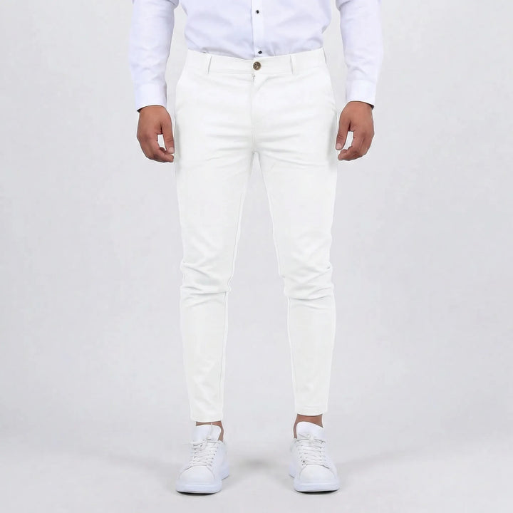 Versatile men's tapered chino pants, essential for a modern wardrobe.