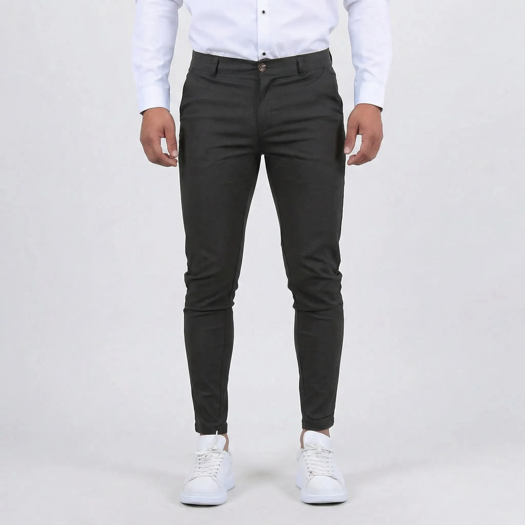 High-quality men's slim-fit chino trousers, a versatile everyday fashion staple.