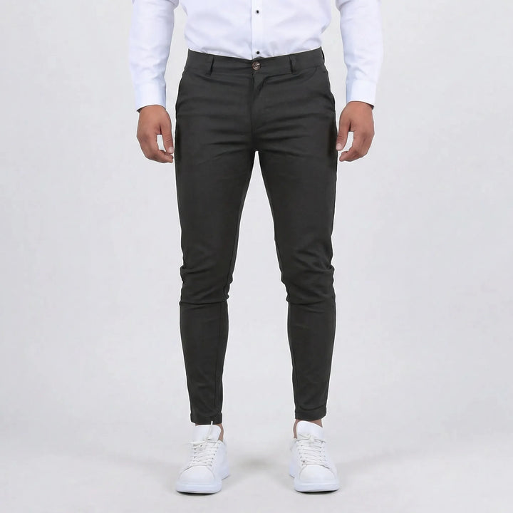 High-quality men's slim-fit chino trousers, a versatile everyday fashion staple.