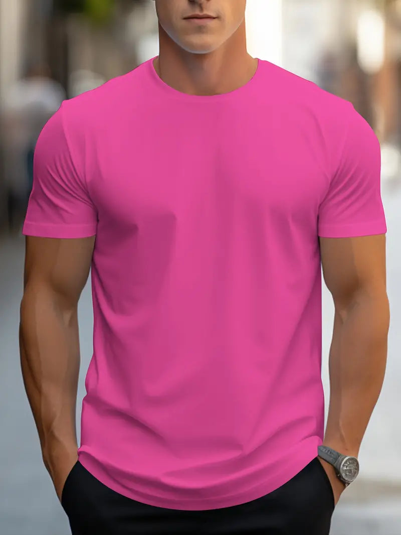 All-season men's slim fit crew neck t-shirt, a versatile basic tee for modern fashion & daily comfort.
