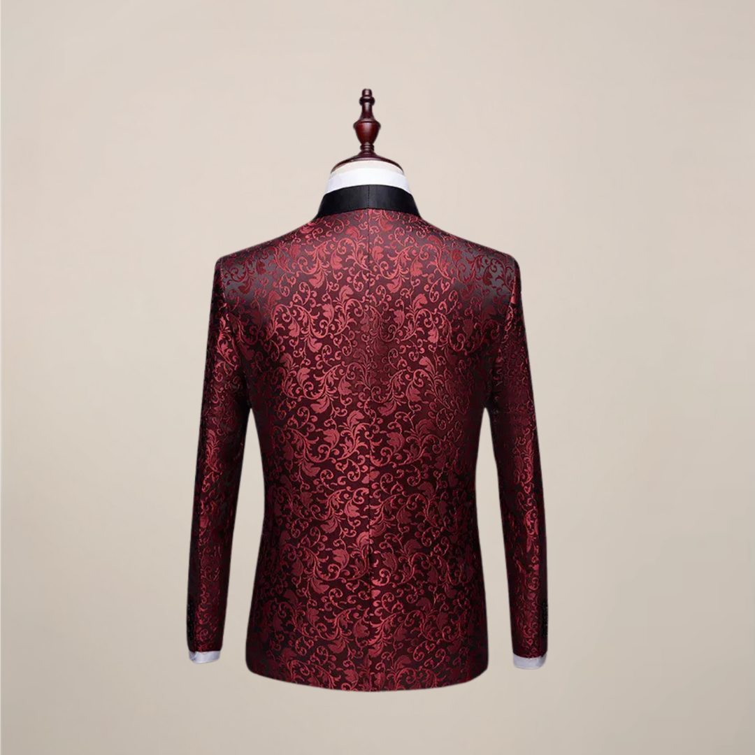 Designer men's embroidered slim fit tuxedo blazer for a sharp look at galas & formal events.