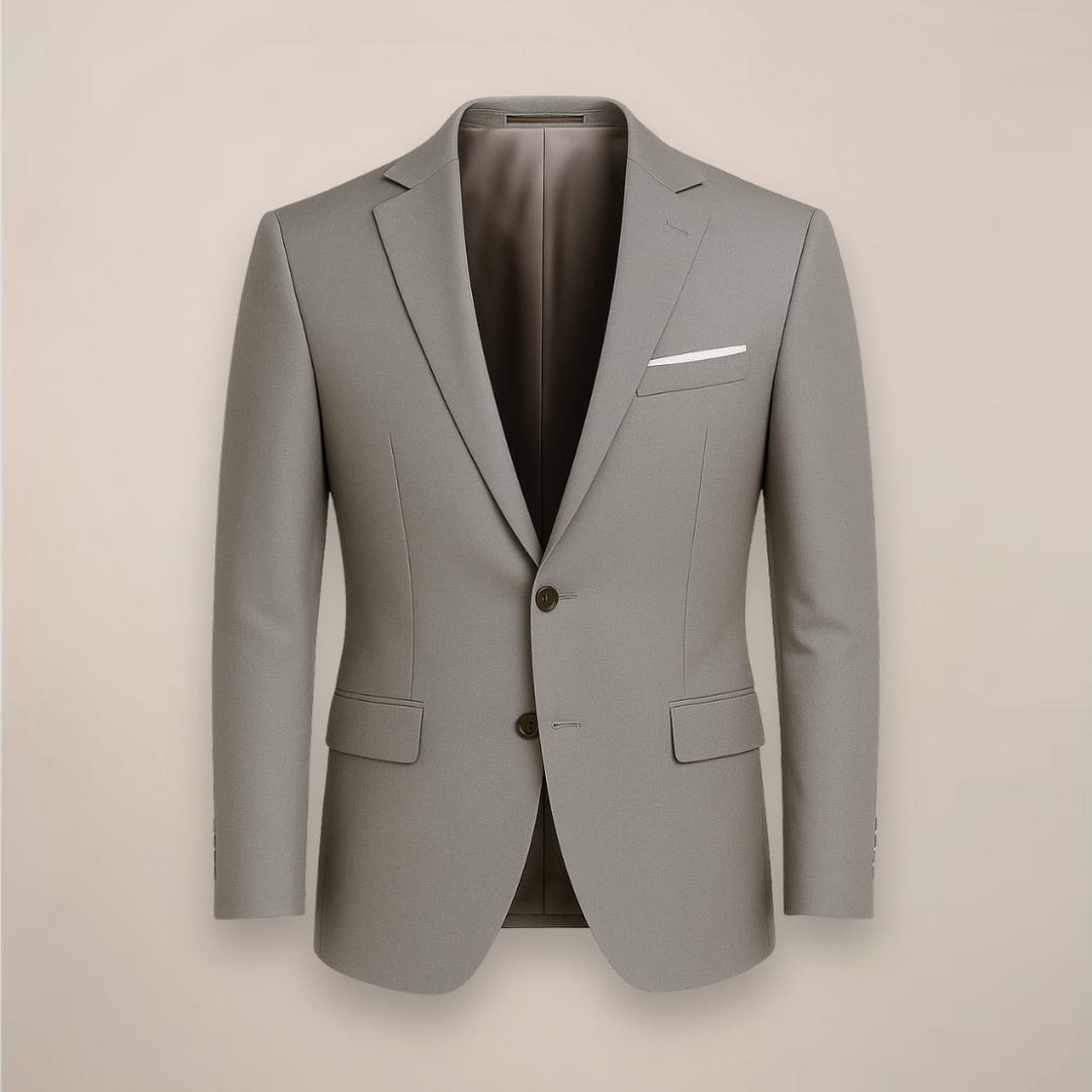 Modern tailored men's blazer, slim fit suit jacket for weddings, business, or formal events.