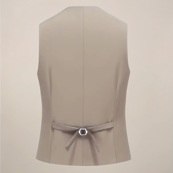 Elegant men's khaki three-piece slim fit suit, a modern tuxedo for formal wear, weddings, business, and parties.