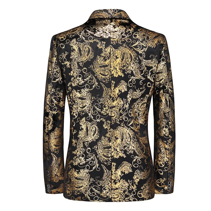 Elegant men's slim-fit patterned blazer, great for office attire, business casual, or sleek evening fashion.