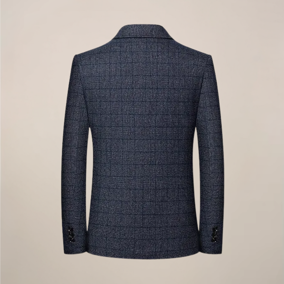 Stylish men's vintage check plaid blazer in a slim fit, ideal for events, business casual, or fall fashion.