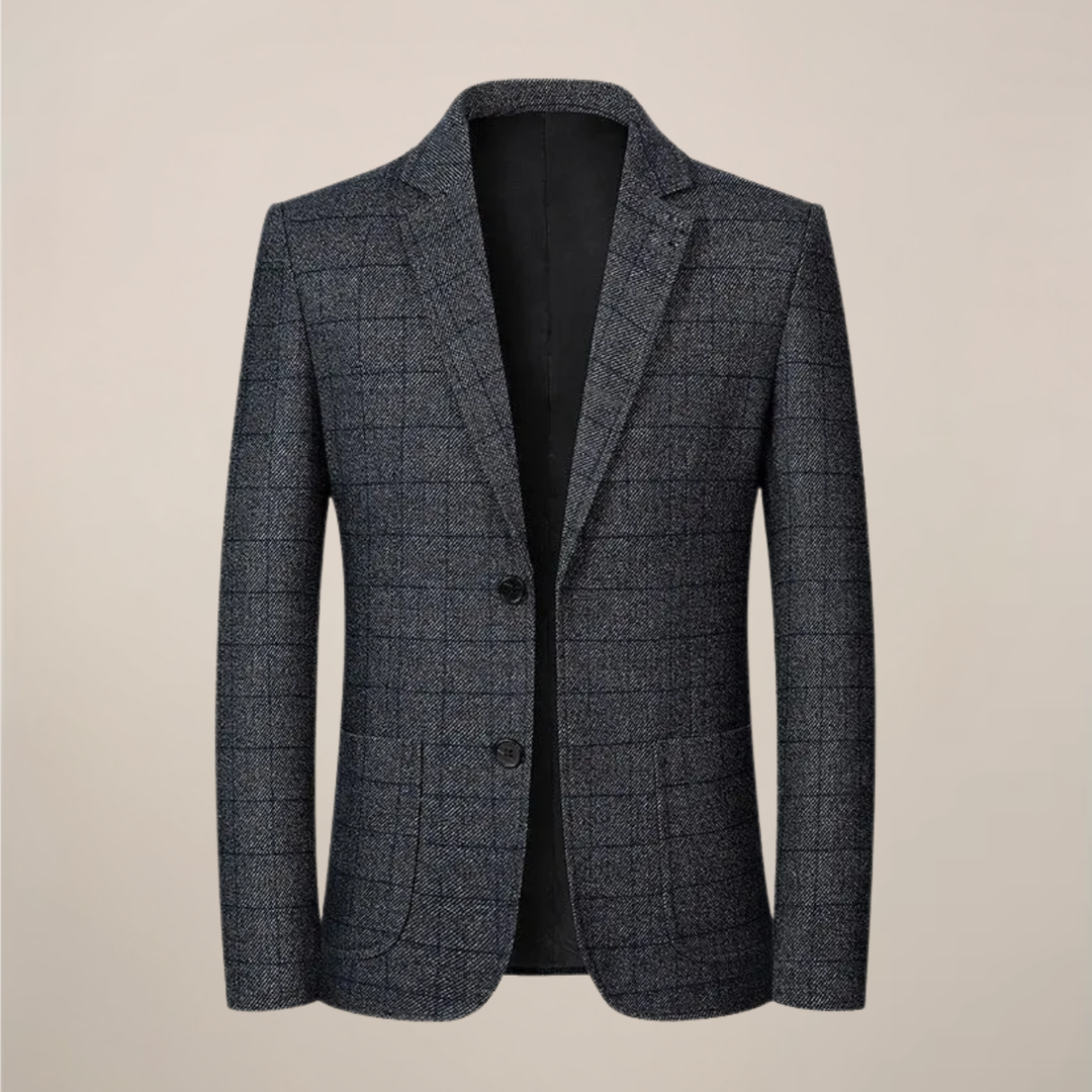 Vintage style men's plaid check blazer, slim fit. Versatile for events, business casual, and modern fall fashion.