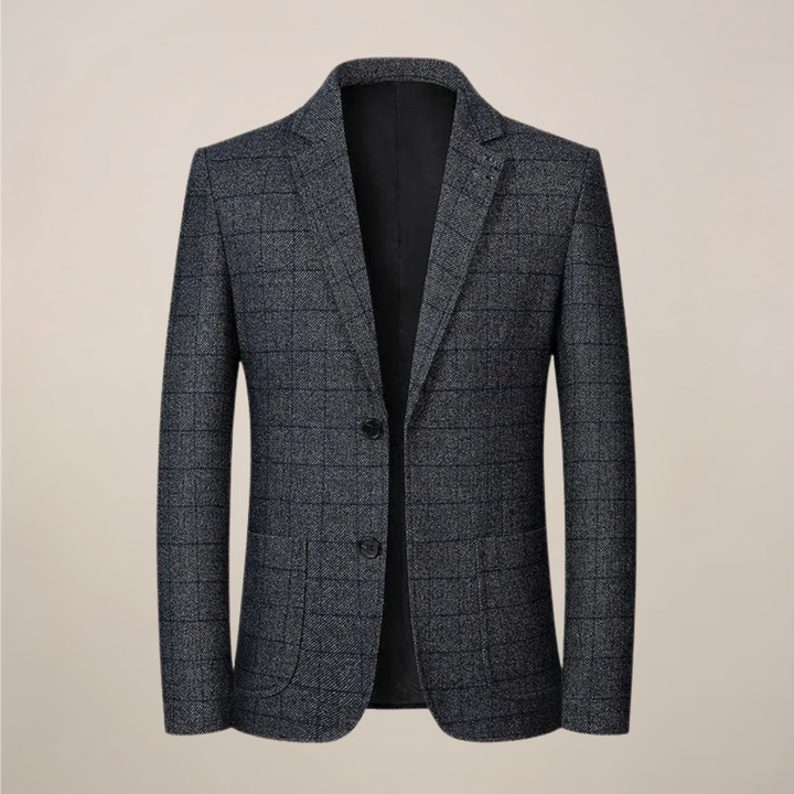 Vintage style men's plaid check blazer, slim fit. Versatile for events, business casual, and modern fall fashion.