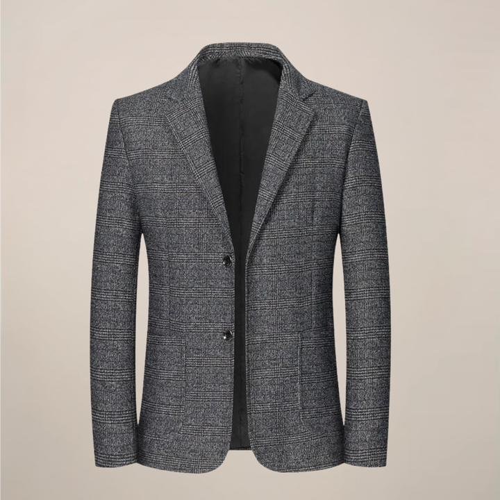 Men's slim fit plaid check blazer, vintage style, suitable for events, business casual, and stylish fall/spring wear.