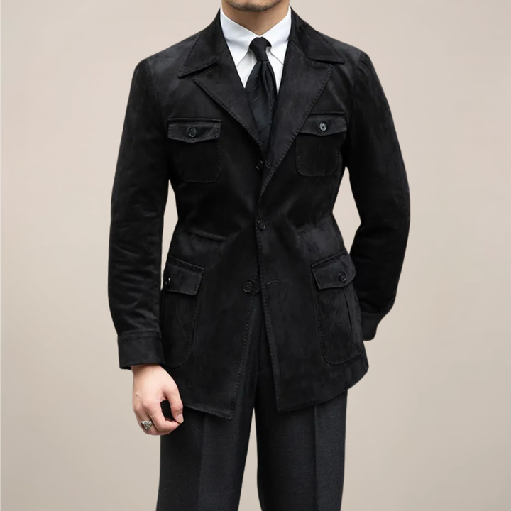 Versatile men's slim fit safari jacket, sophisticated for adventure, travel & smart casual wear.