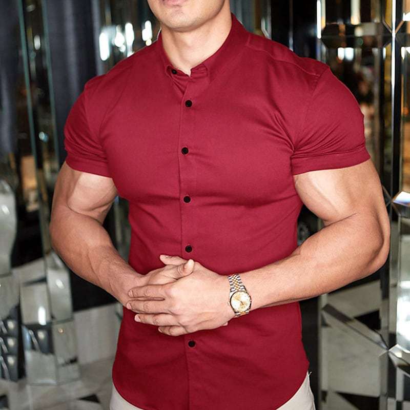 Men's slim fit short sleeve casual shirt, ideal for spring & summer smart casual style.